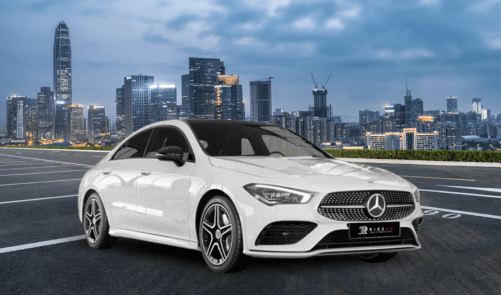 Ride Ad Luxury & Sports Car Rental Mercedes Benz CLA 180d Coupé weis Langzeitmiete